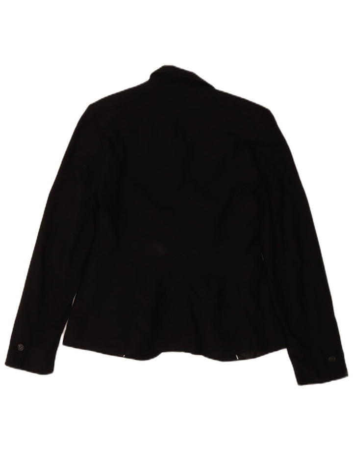 Zara Damen 1-Knopf-Blazerjacke UK 36 Small Schwarz Polyester