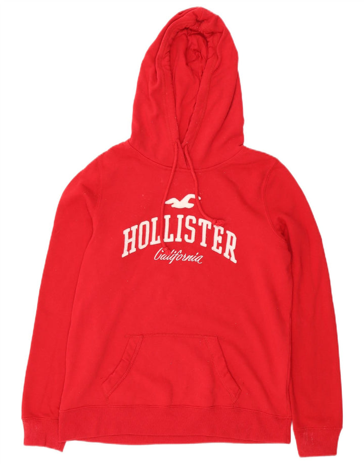 Hollister Herren-Kapuzenpullover mit Grafik, mittelrote Baumwolle