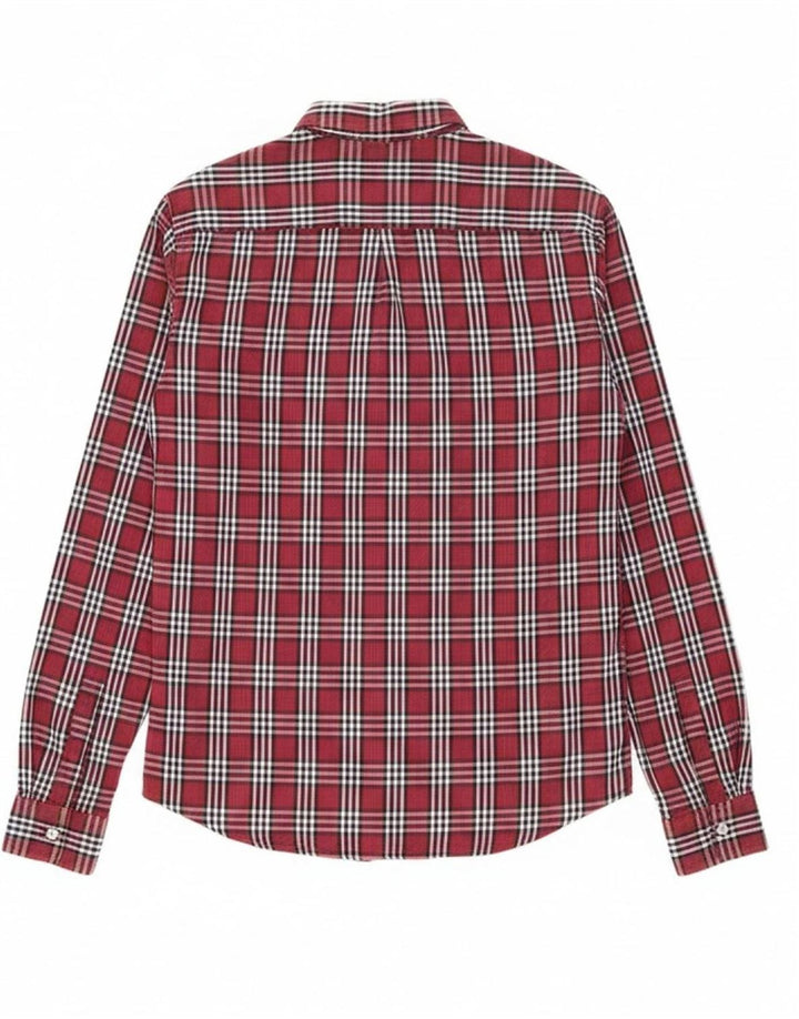 SUPERDRY Mens Shirt Medium Burgundy Check Cotton