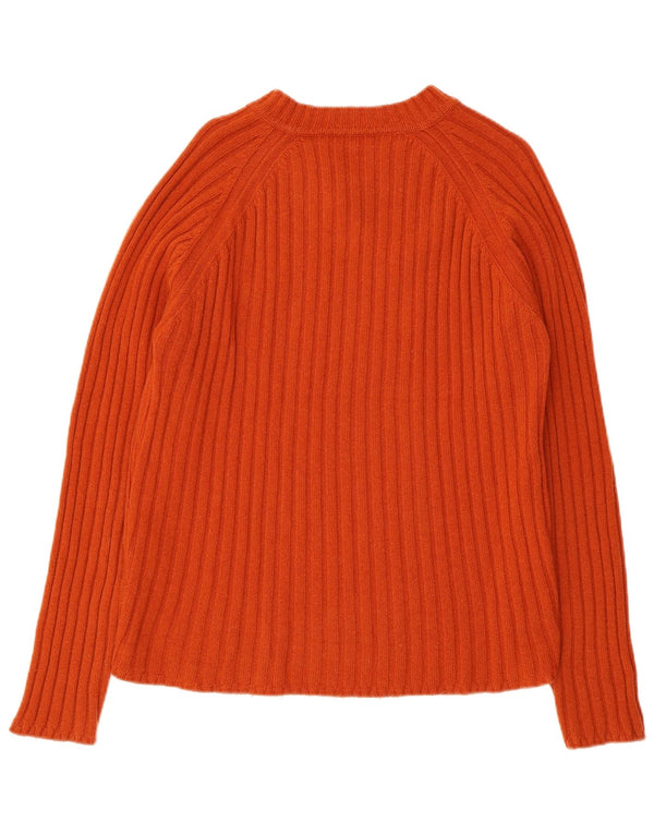 Gas Damen-Pullover mit V-Ausschnitt, UK 14, große orangefarbene Wolle
