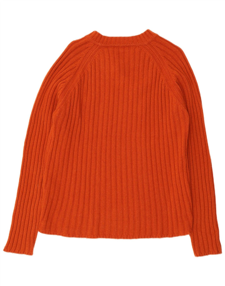 Gas Damen-Pullover mit V-Ausschnitt, UK 14, große orangefarbene Wolle