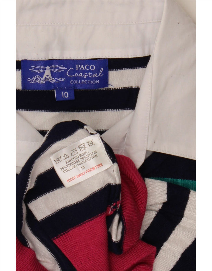 Paco Coastal Damen-Pullover, übergroß, V-Ausschnitt, Gr. 10, Größe S, mehrfarbig