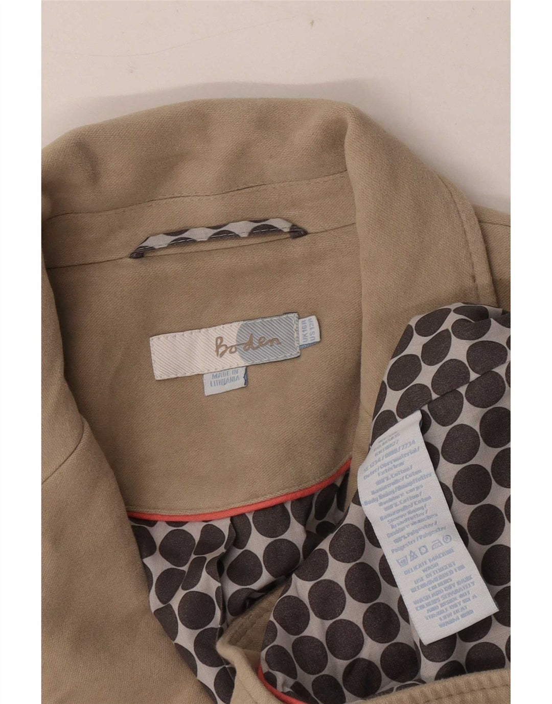 Boden Damen-Blazerjacke mit 2 Knöpfen, UK 16, Größe L, Beige, Baumwolle