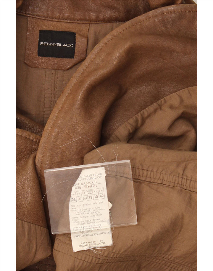 Penny Black Damen Lederjacke UK 10 Kleines braunes Leder