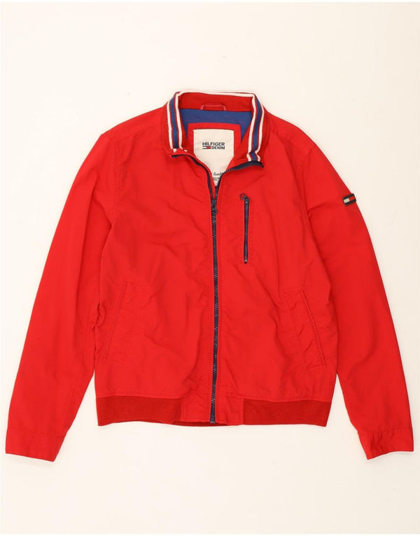 Tommy Hilfiger Herren Bomberjacke UK 40 Großes rotes Nylon