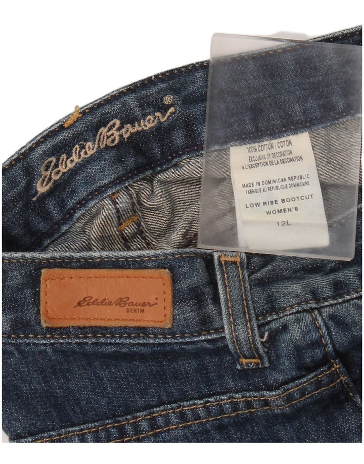 Eddie Bauer Damen Bootcut-Jeans mit niedriger Taille, US 12, Größe L, W34, L35, blaue Baumwolle