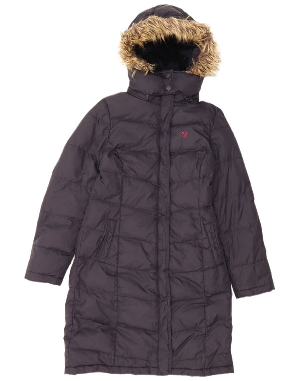 Crew Clothing Wattierter Damenmantel mit Kapuze, UK 10, Größe S, marineblaues Nylon