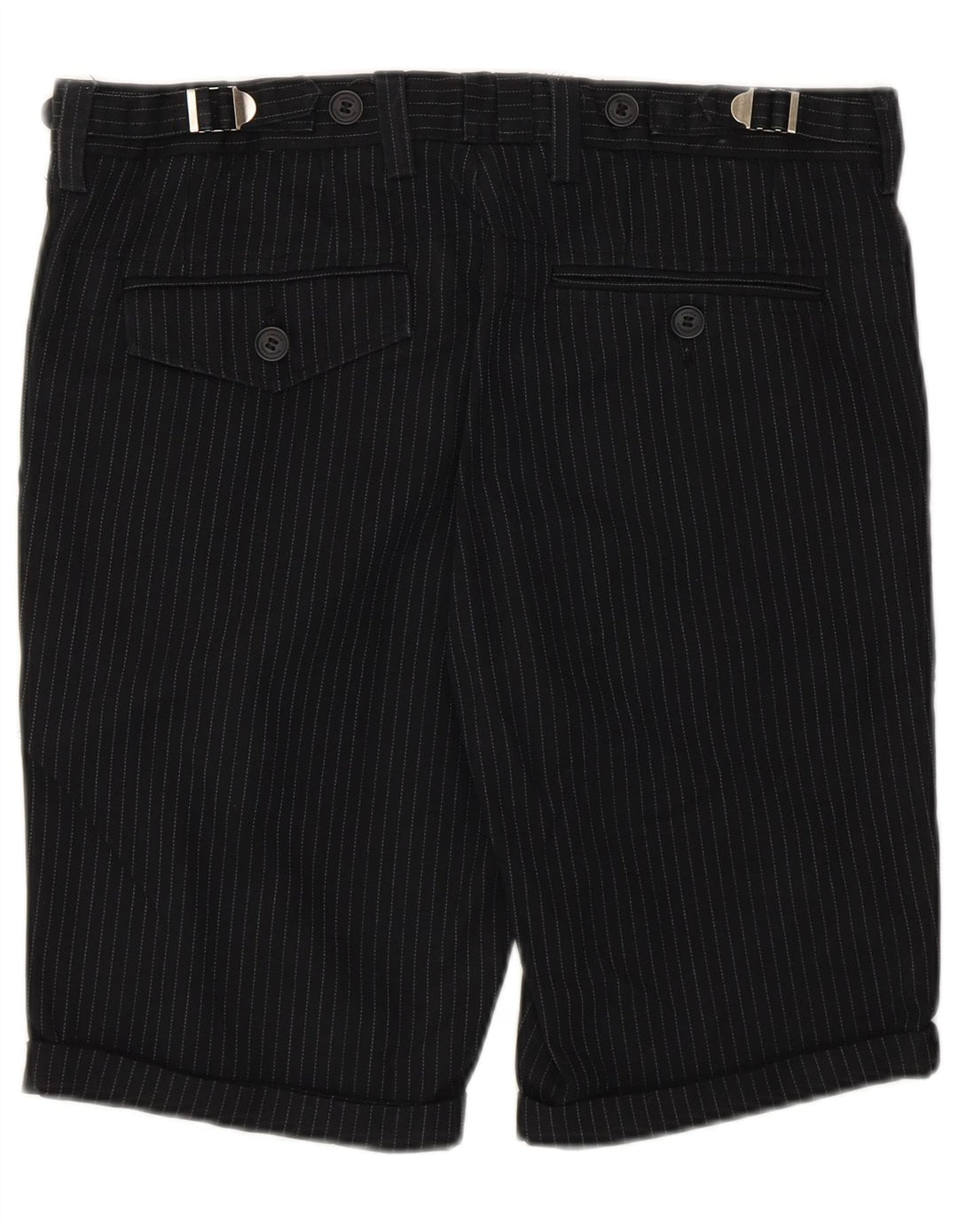 French Connection Herren-Chinoshorts W30 Mittelschwarze Nadelstreifen-Baumwolle