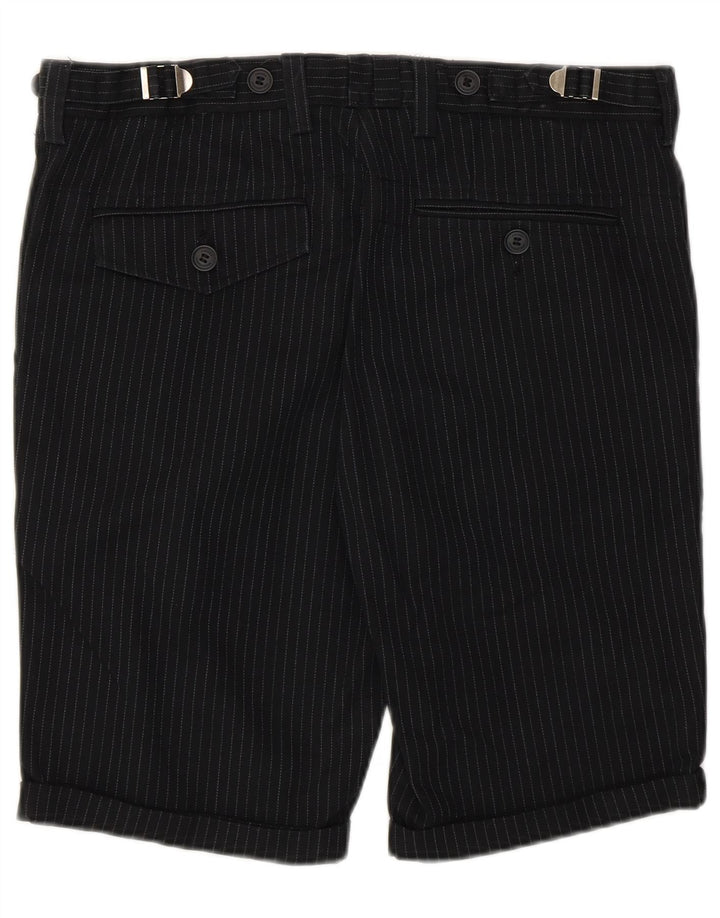 French Connection Herren-Chinoshorts W30 Mittelschwarze Nadelstreifen-Baumwolle