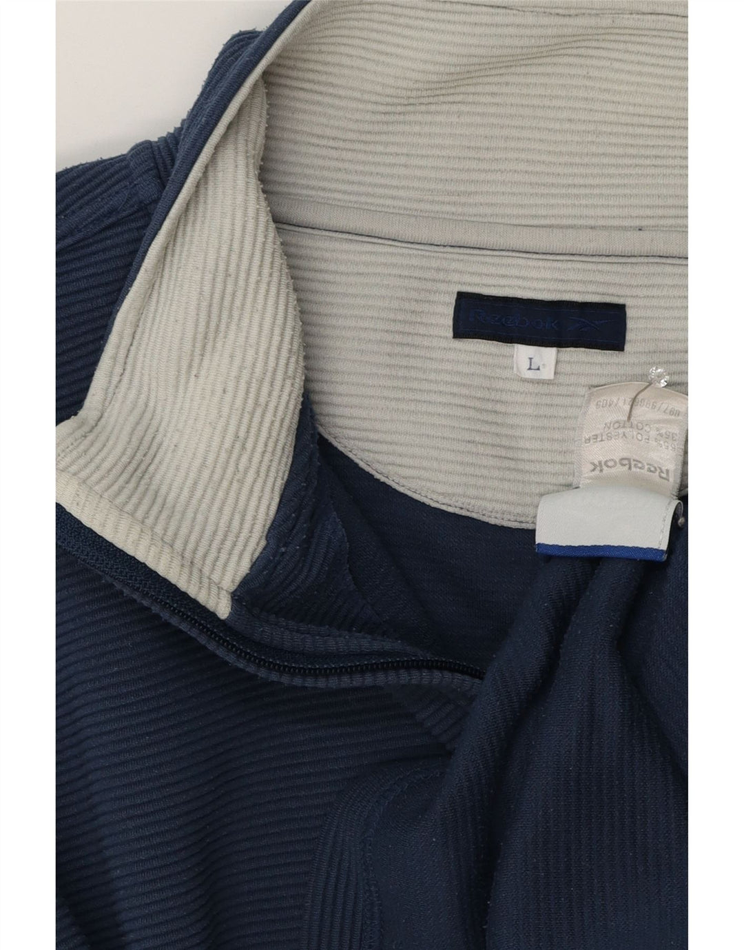 Reebok Herren-Sweatshirt mit lockerer Passform und Reißverschluss am Hals, Größe L, blau, Polyester