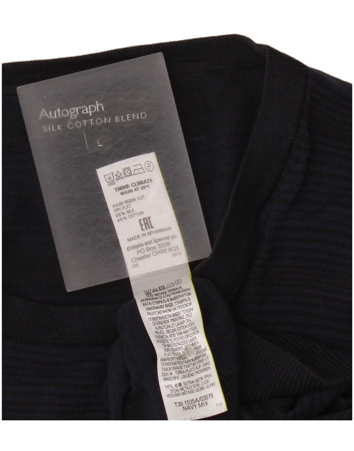 Marks & Spencer Herren Autograph Pullover mit Rundhalsausschnitt, Größe L, Marineblau