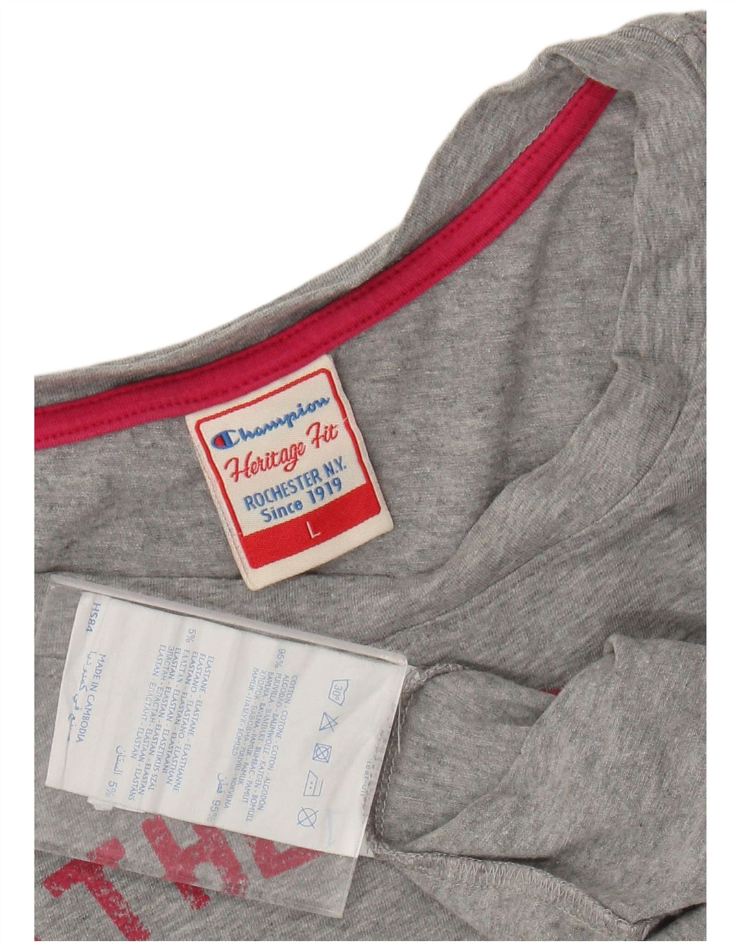 CHAMPION Damen Heritage Fit Graphic Top 3/4 Ärmel UK 16 Large Grau