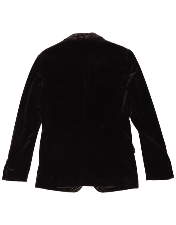 Vintage Herren 1 Knopf Samt Blazer Jacke Größe 48 Medium Schwarz