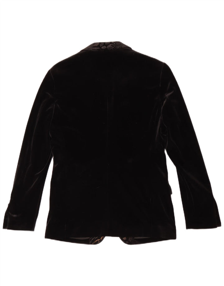 Vintage Herren 1 Knopf Samt Blazer Jacke Größe 48 Medium Schwarz