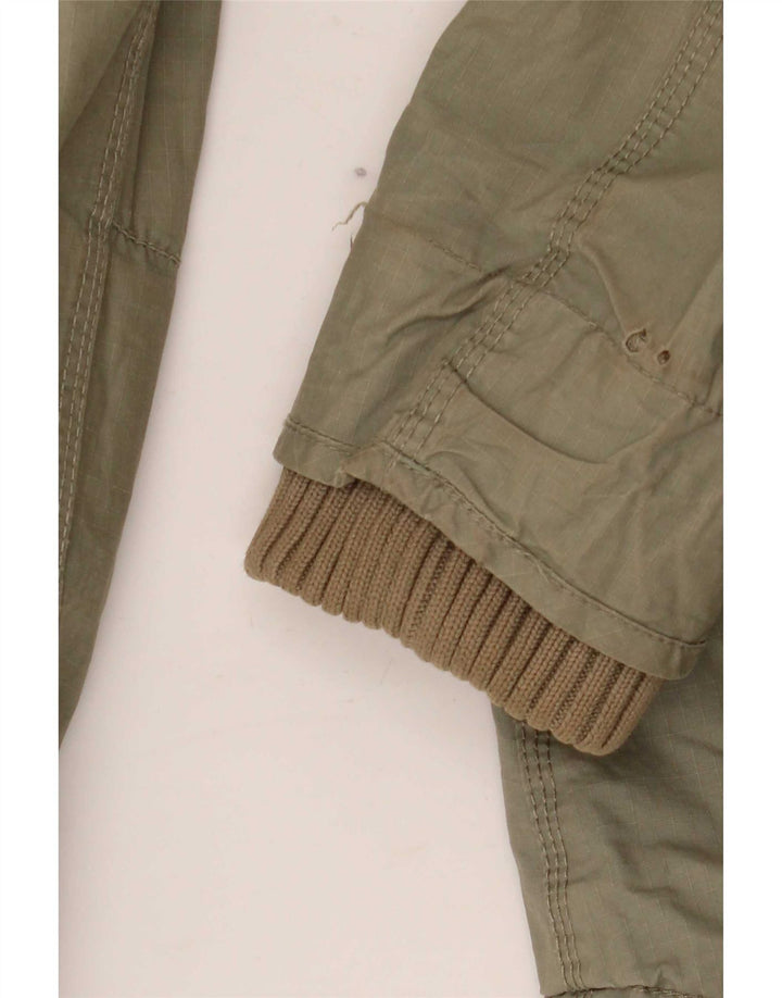 Superdry Damen-Parka mit Kapuze, UK 12, mittlere Khaki-Baumwolle