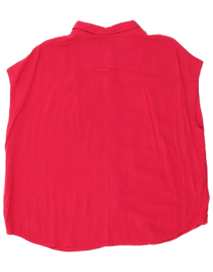 Benetton Damen ärmelloses übergroßes Hemd UK 16 Große rosa Viskose
