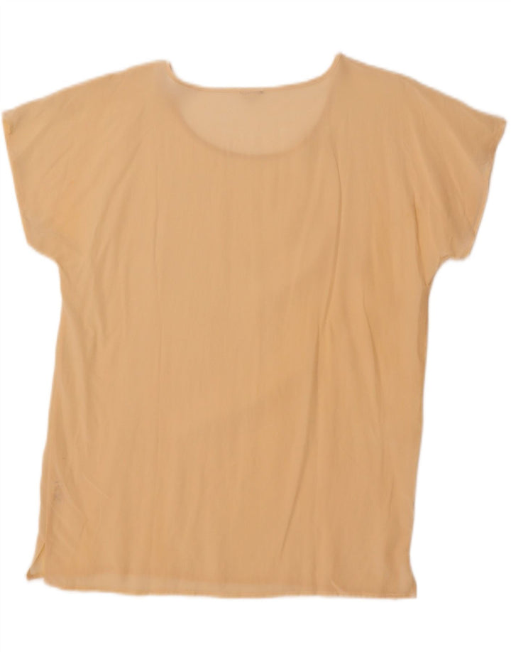 VINTAGE Womens Blouse Top IT 44 Medium Beige Silk Vintage Vintage and Second-Hand Vintage from Messina Hembry 