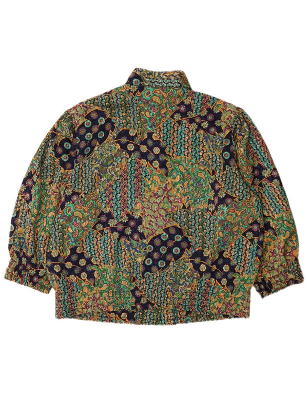 Vintage Damen 3/4-Ärmel-Hemdbluse IT 46 Großes mehrfarbiges Paisleymuster
