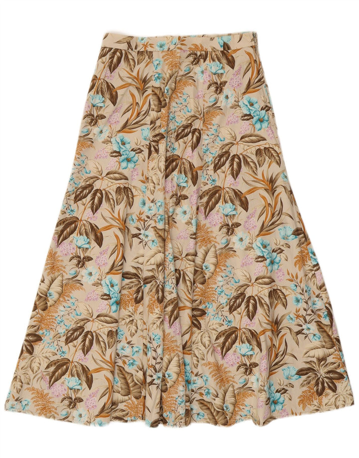 VINTAGE Damen ausgestellter Rock IT 42 Medium W28 Beige Floral