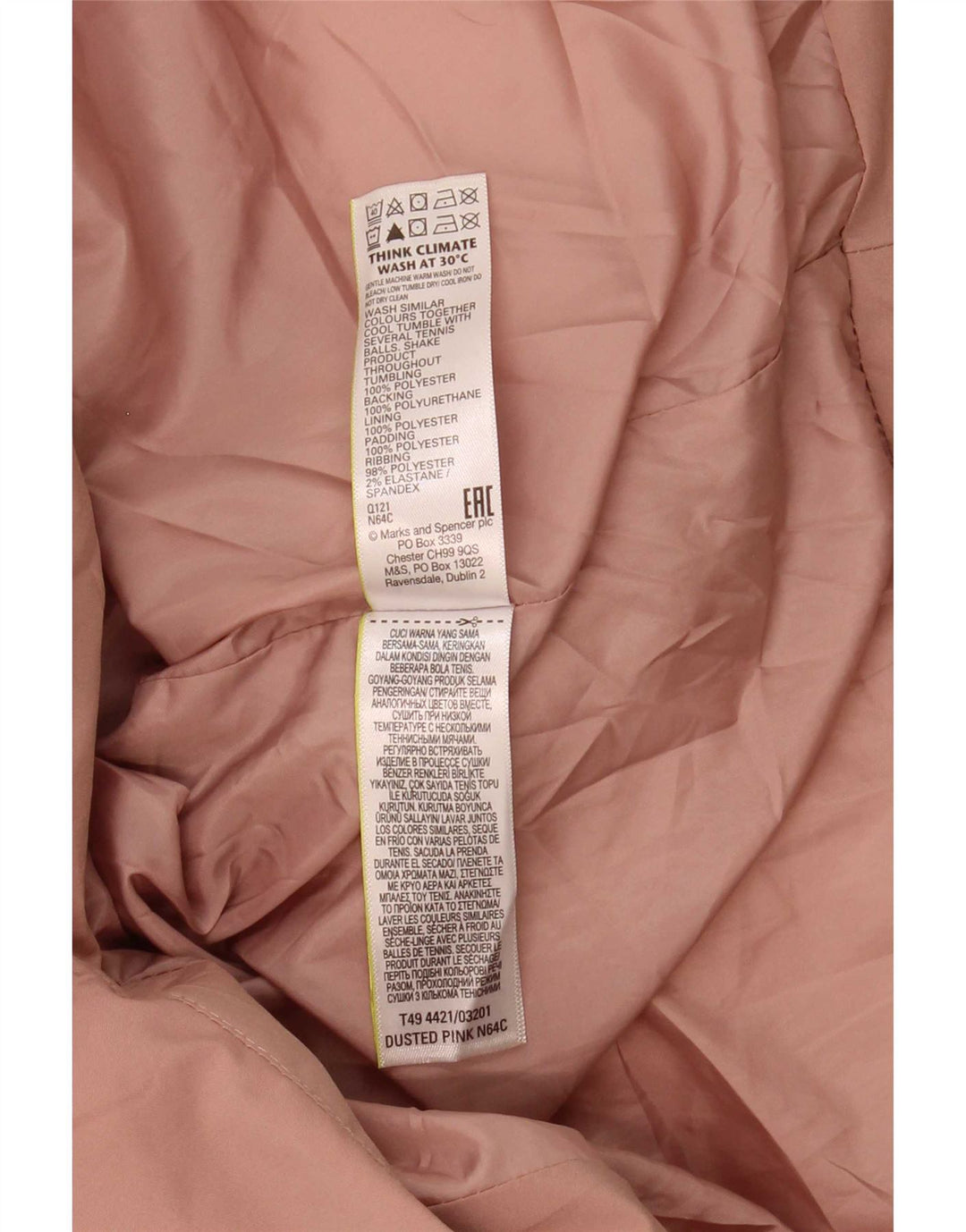 Marks & Spencer Damen-Übergröße, gepolsterter Mantel mit Kapuze, UK 18, XL, Rosa, Polyester