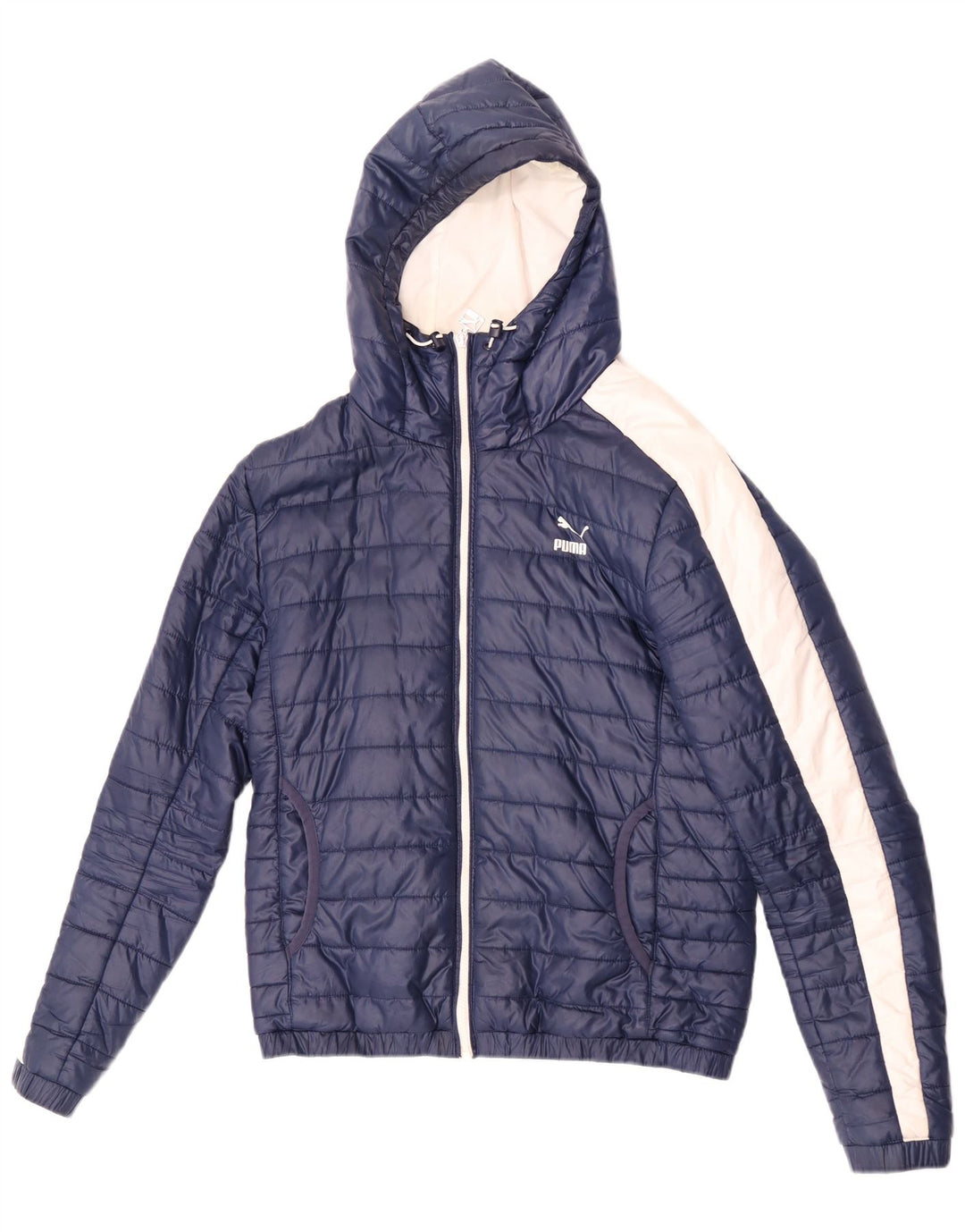 Puma Herren-Jacke mit Kapuze, gepolstert, Größe 36, klein, blau, Colourblock-Polyester