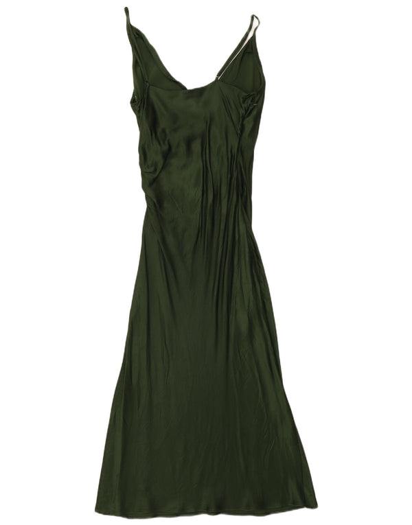 Zara Damen Maxi-Slip-Kleid UK 10 Small Green Viscose
