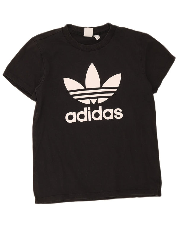 Adidas Damen Grafik T-Shirt Top UK 8 Small Schwarz Baumwolle