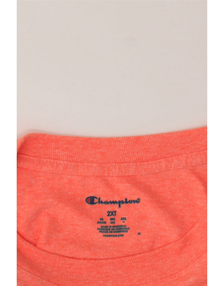 CHAMPION Damen Crop Graphic T-Shirt Top UK 20 2XL Orange meliert