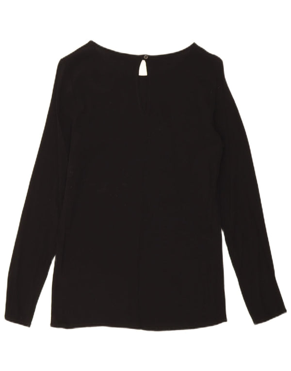 Trussardi Jeans Damen Langarm-Blusenoberteil IT 42 Mittelschwarze Viskose