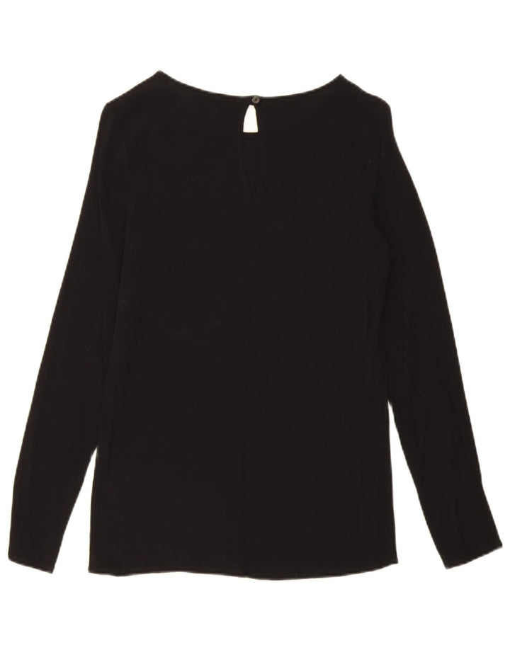 Trussardi Jeans Damen Langarm-Blusenoberteil IT 42 Mittelschwarze Viskose