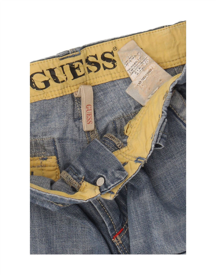 GUESS Herren Cargo Denim Shorts W33 Mittelblau