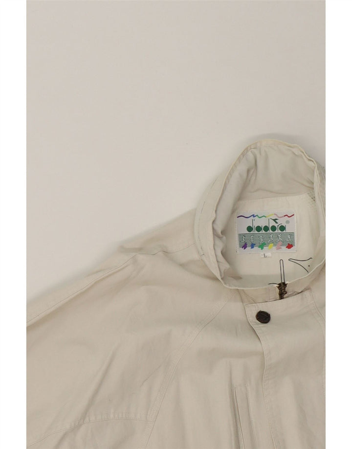 DIADORA Mens Hooded Windbreaker Jacket UK 40 Large White Vintage Diadora and Second-Hand Diadora from Messina Hembry 