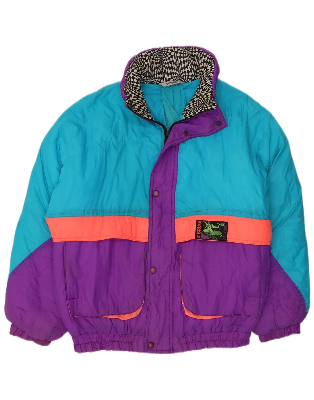 Brugi Herren-Windbreaker-Jacke IT 50, groß, blaues Colourblock-Polyamid