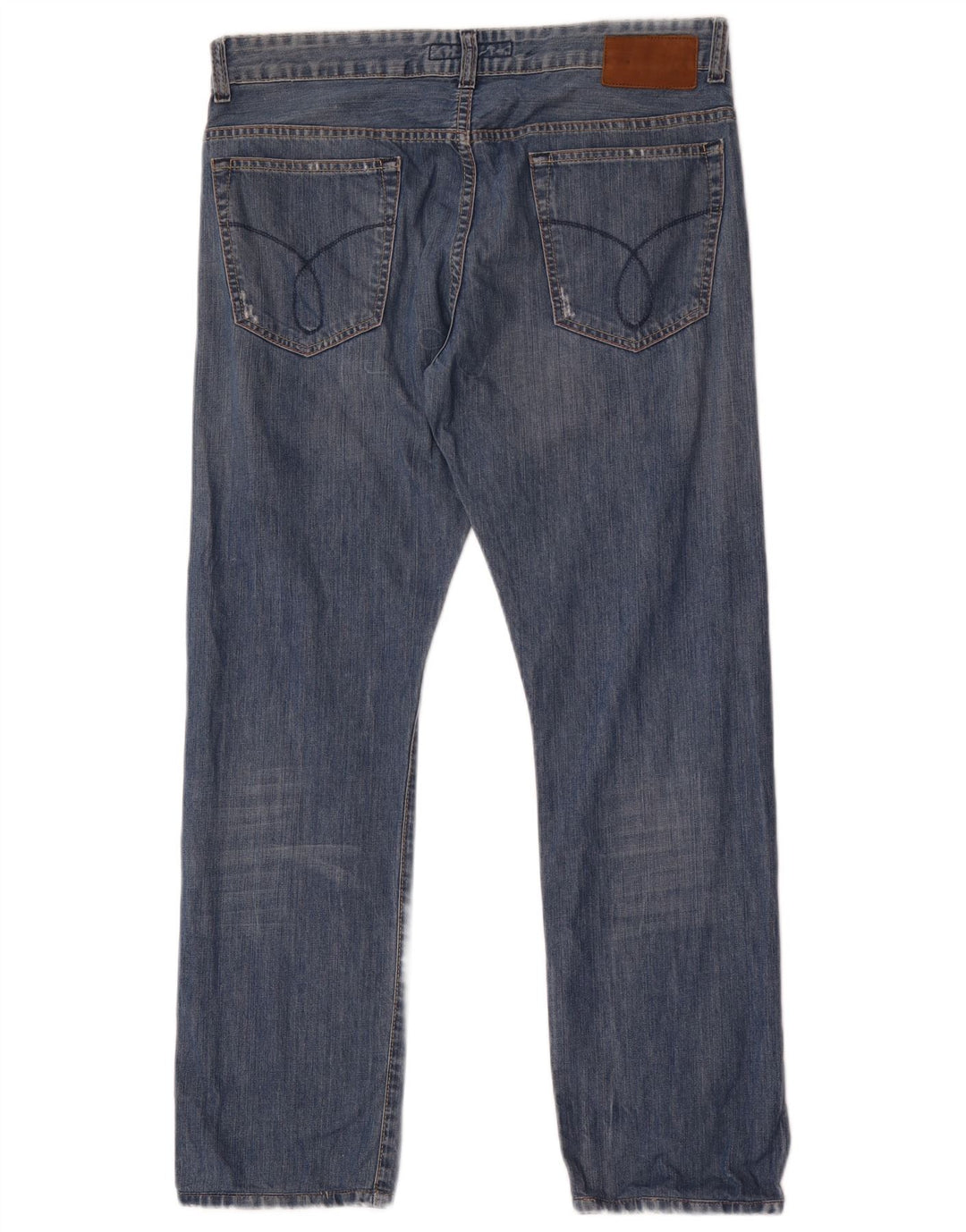 Calvin Klein Herren Straight Jeans W32 L30 Blaue Baumwolle
