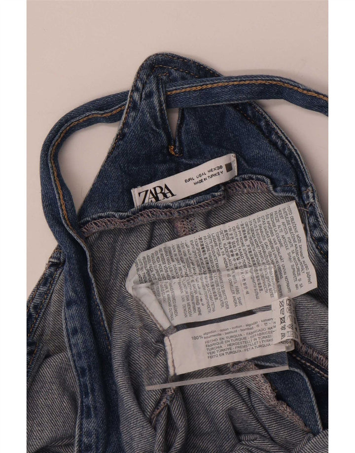 Zara Damen-Latzhose, Jeans, Größe L, W30, L25, Blau, Baumwolle