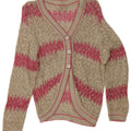 Vintage Damen Cardigan Pullover UK 14 Medium Off White gestreift
