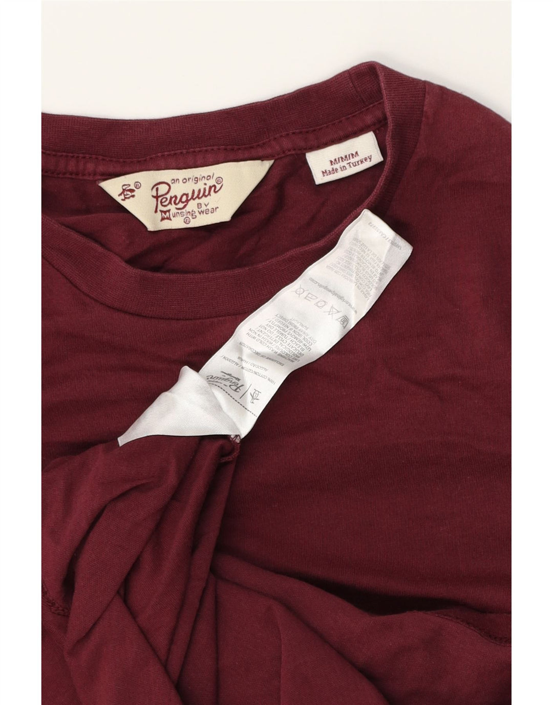 PENGUIN Herren-T-Shirt-Oberteil aus mittlerer burgunderroter Baumwolle