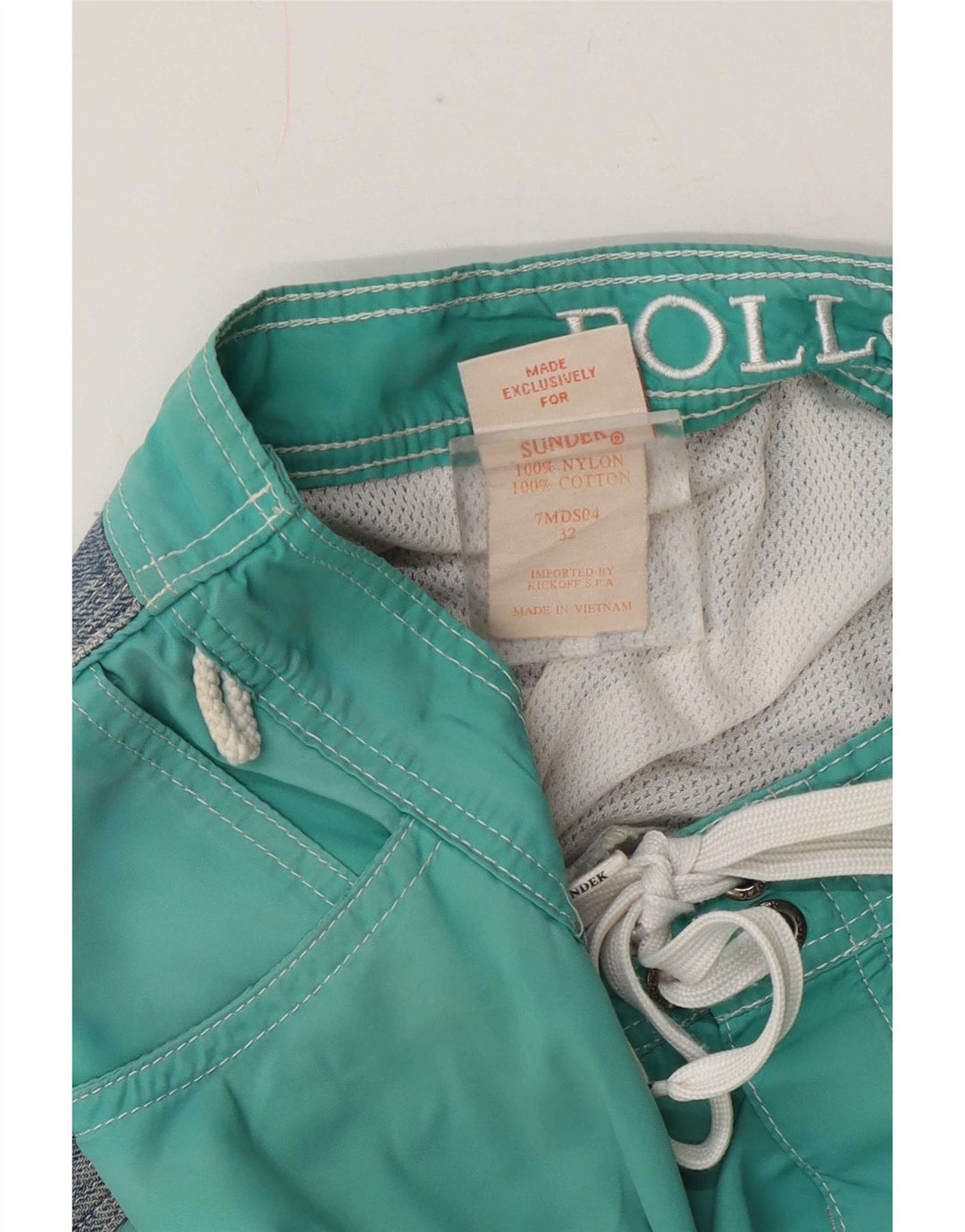 Sundek Herren-Badeshorts aus mittelgrüner Colourblock-Baumwolle
