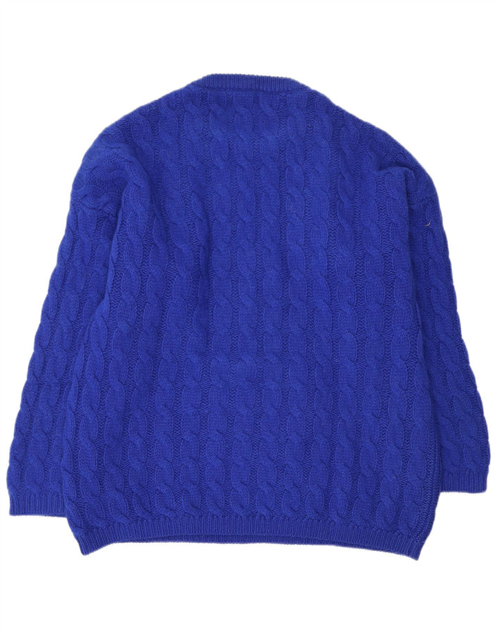 Benetton Herren-Pullover mit Rundhalsausschnitt, IT 50, mittelblaue Wolle
