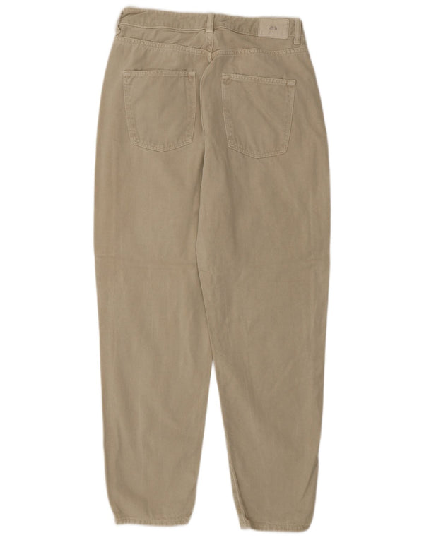 Zara Damen High Rise Tapered Jeans EU 40 Medium W30 L27 Beige Baumwolle