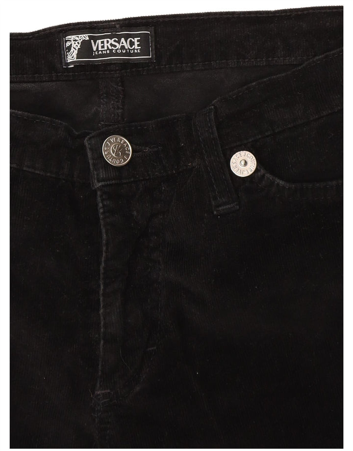 Versace Damen Flare-Cordhose W28 L30 Schwarz