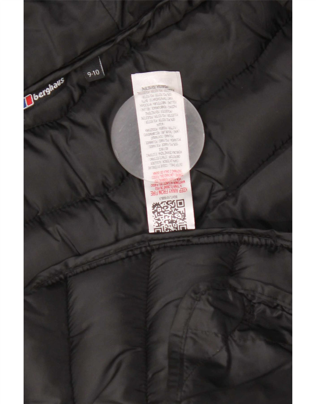 Berghaus Wattierte Jacke mit Kapuze für Mädchen, 9–10 Jahre, schwarzes Polyester