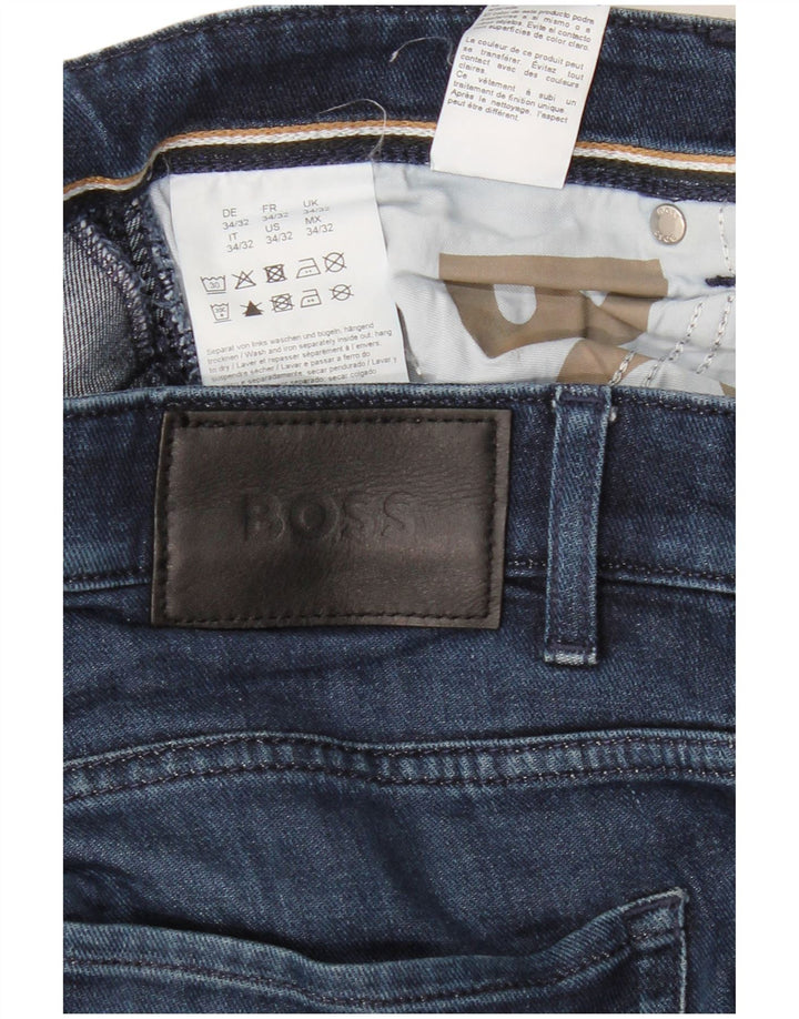 HUGO BOSS Herren Delaware Slim Jeans W34 L32 Blaue Baumwolle