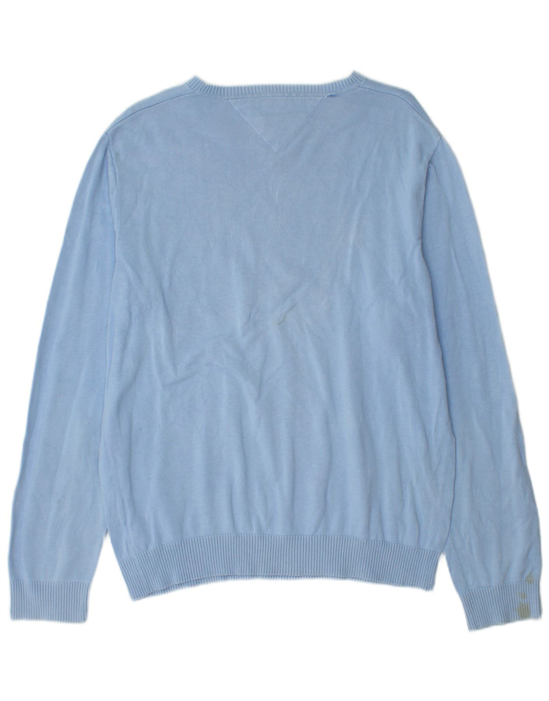 Tommy Hilfiger Herren-Pullover mit V-Ausschnitt, groß, aus blauer Baumwolle