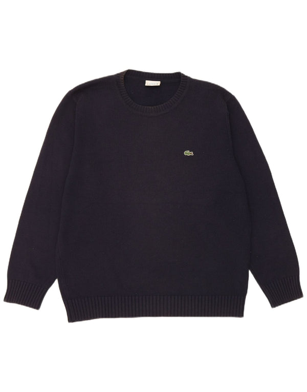 Lacoste Herren-Pullover mit Rundhalsausschnitt, Größe 5, groß, marineblaue Baumwolle