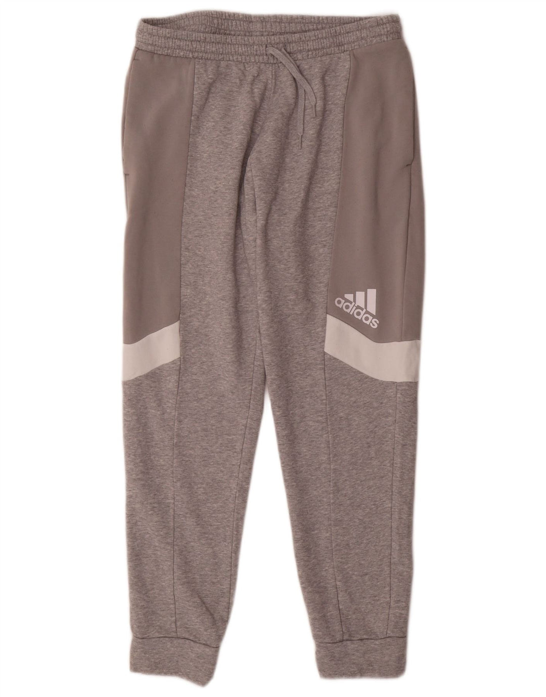 ADIDAS Herren-Trainingshose, Jogginghose, groß, graue Farbblock-Baumwolle