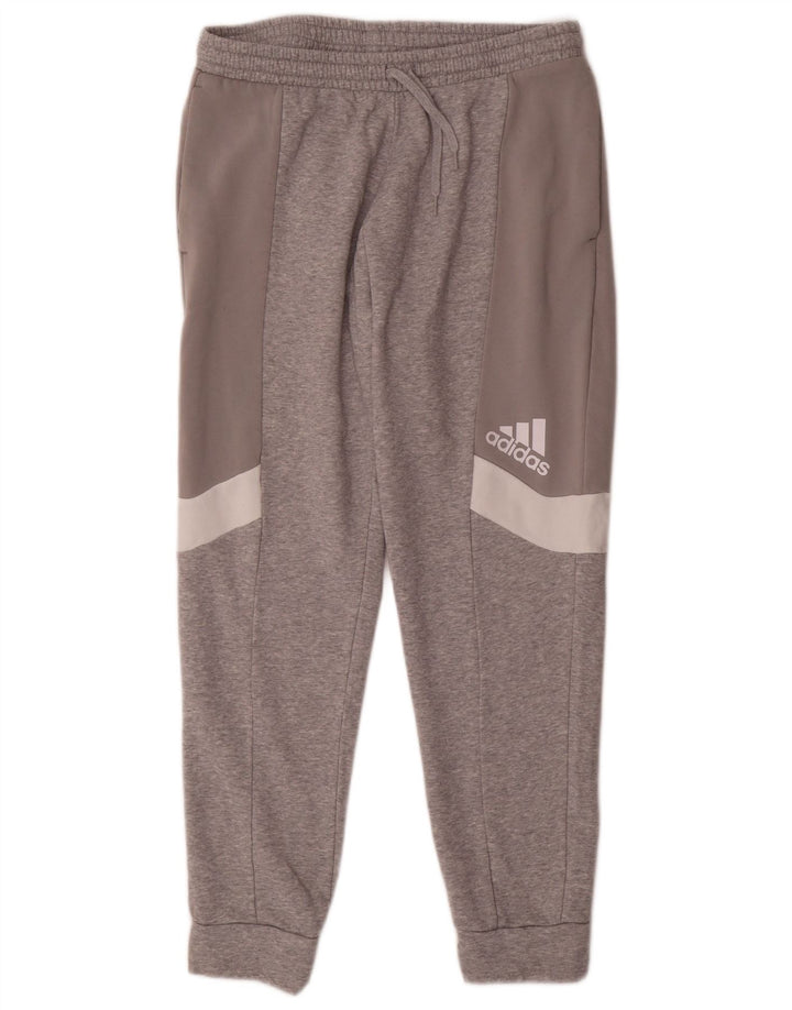 ADIDAS Herren-Trainingshose, Jogginghose, groß, graue Farbblock-Baumwolle