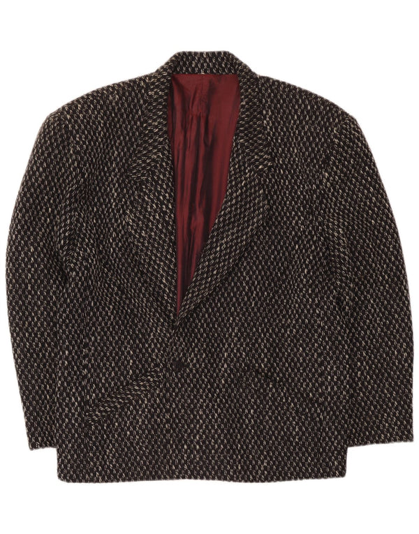 Manhattan Herren-Blazer mit 1 Knopf, UK 40, große, schwarz karierte Wolle