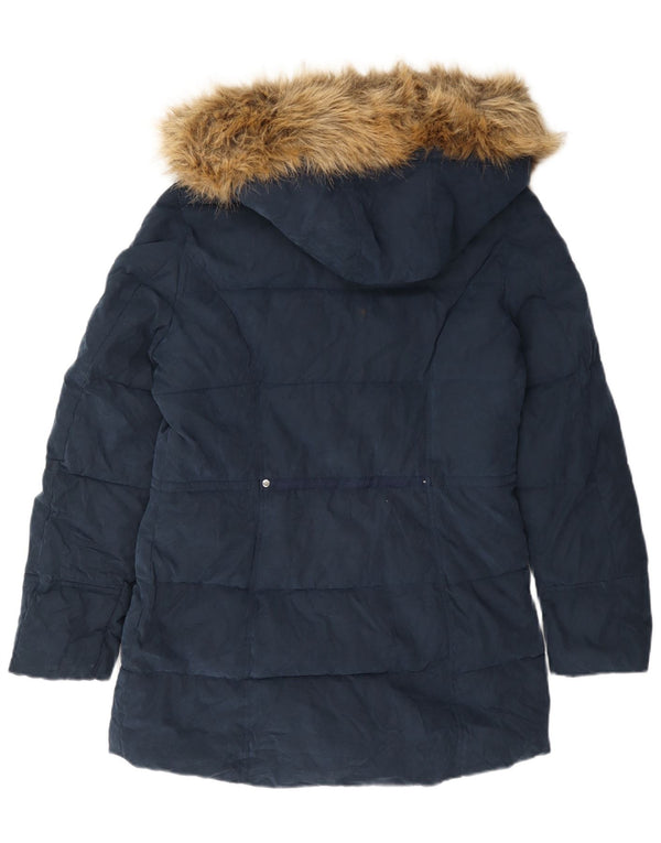 Nautica Wattierte Damenjacke mit Kapuze, UK 14, Mittelmarineblau, Polyester