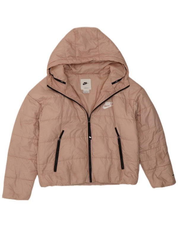 Nike Damen Therma-Fit Graphic Hooded Wattierte Jacke UK 14 Mittelrosa